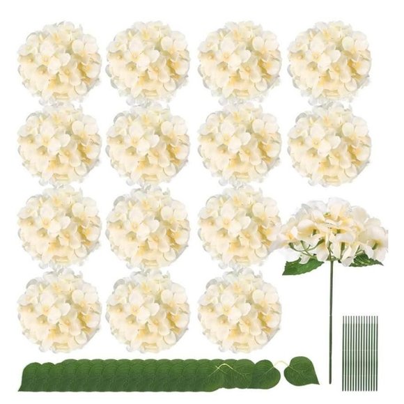 Other - 30 piece | Champagne Hydrangeas Flowers w/ stems Silk Floral